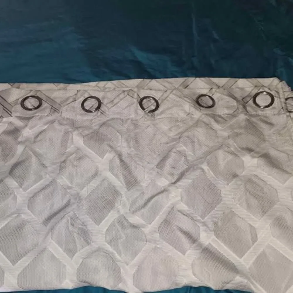 Grey Geometric Lattice Grommet Curtains 48 x 84